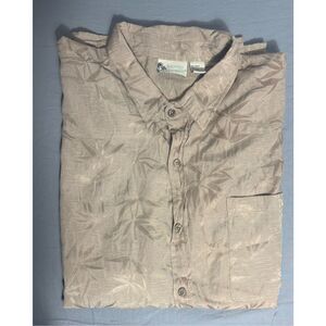 Island Shores Men's Palm Tree Retro Short Sleeve Hawaiian Shirt Size 4XL Tan